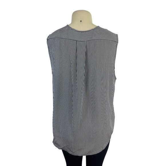 Rag & Bone Womens Black & White Striped Silk Sleeveless Wrap Blouse Sz XL - New - Picture 3 of 8
